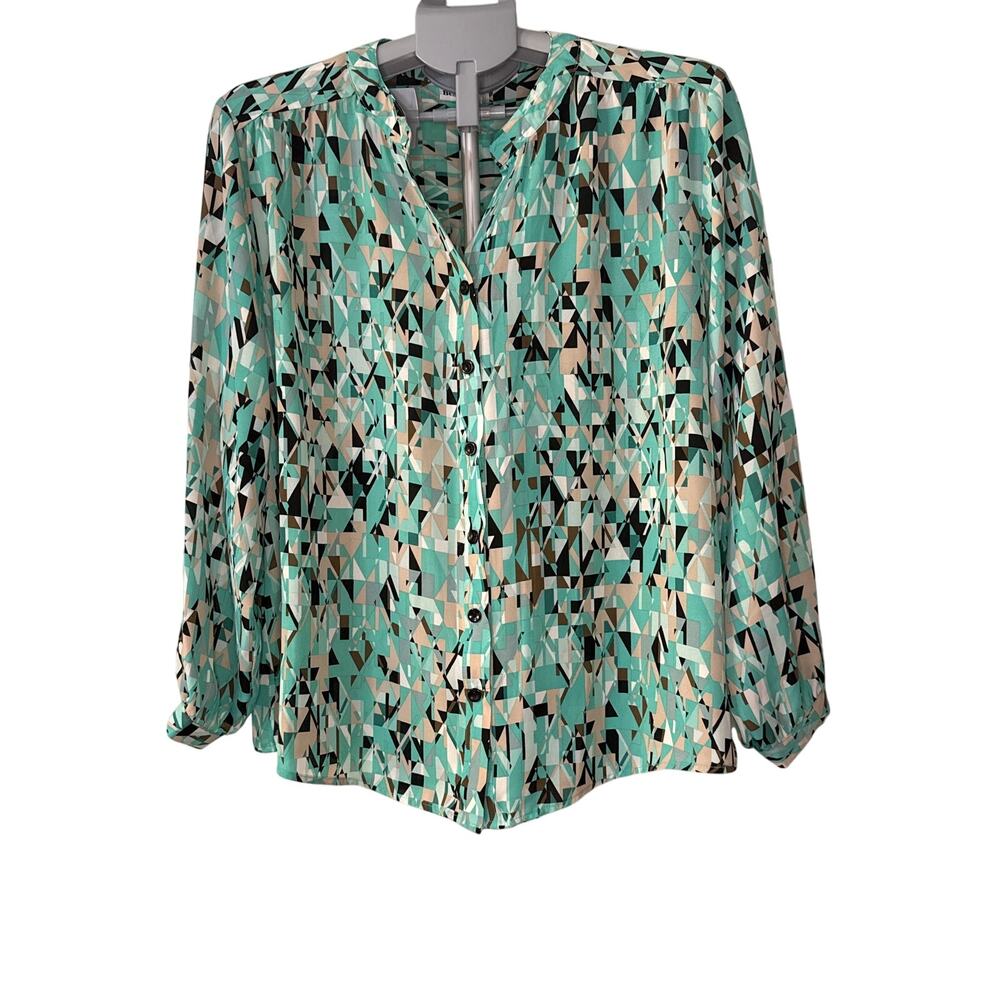 BonWorth BBT button-down geometric print blouse in a‎ Size Large Petite